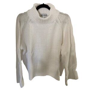 DKNY Jeans Women's Cropped Mock Neck Chenille Sweater Ivory XLarge NWT